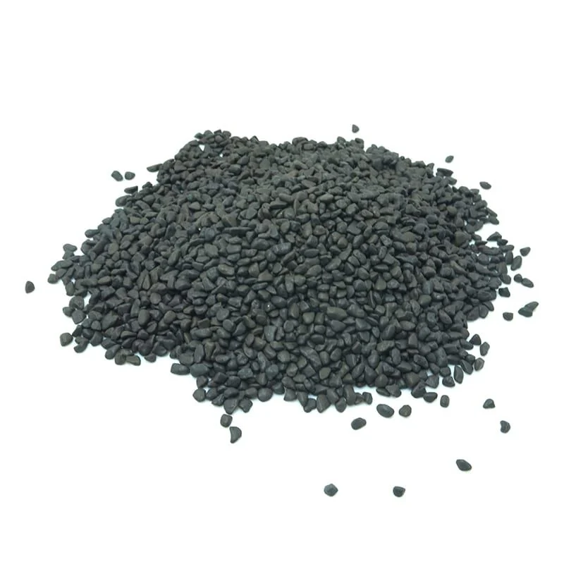 Dark precision ceramic polishing media for aluminum finishing on white background