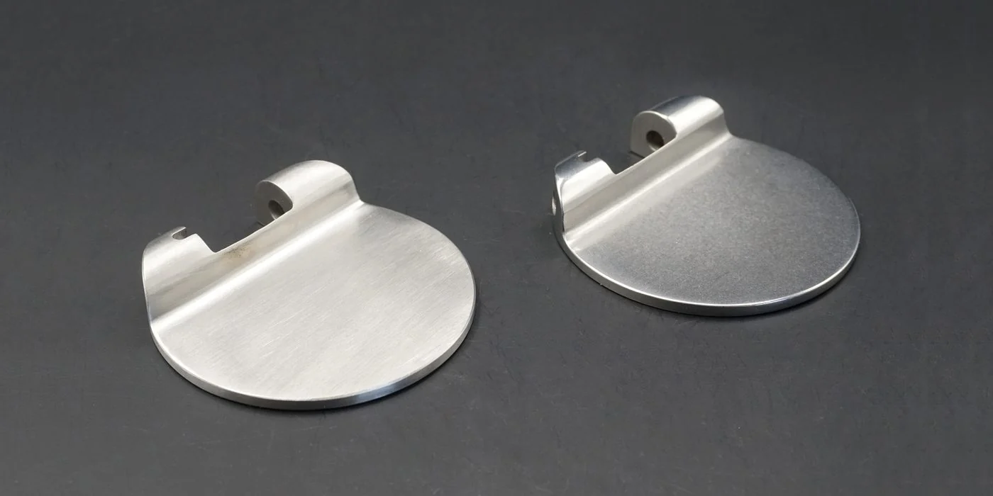 Medical instrument metal parts with controlled surface texture and edge finishing comparison