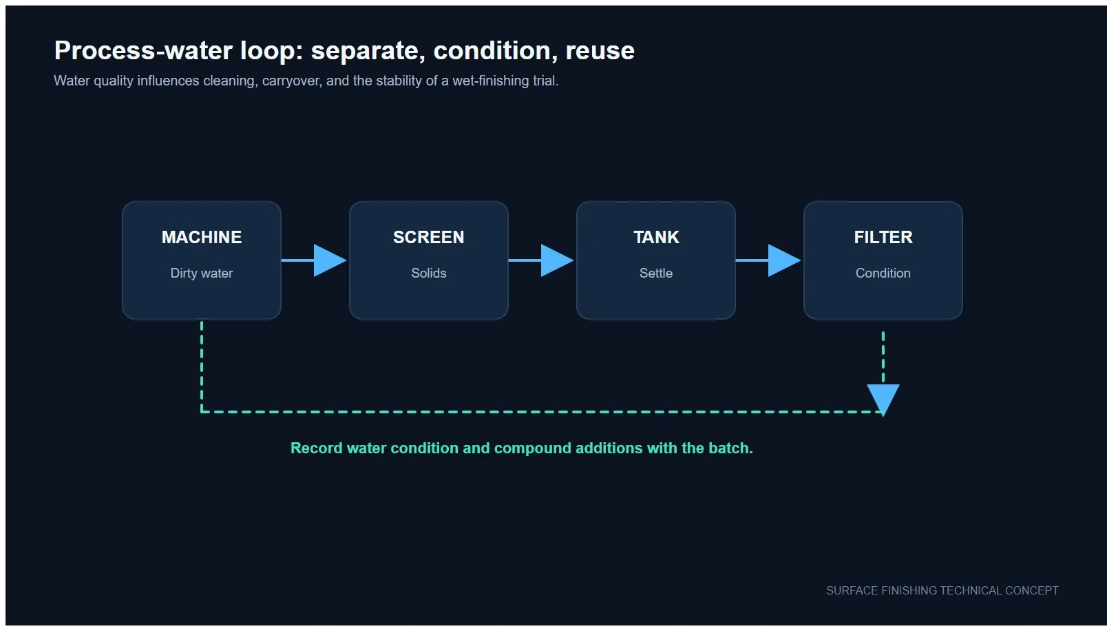 Process-water loop showing separation and compound control checkpoints