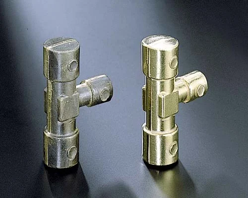 Brass angle valve sleeves before and after polishing