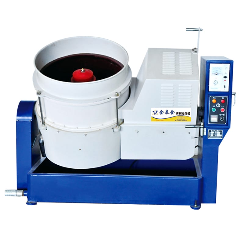 Centrifugal disc deburring machine model OBD-LLF120 with tilting bowl mechanism and integrated electrical control console