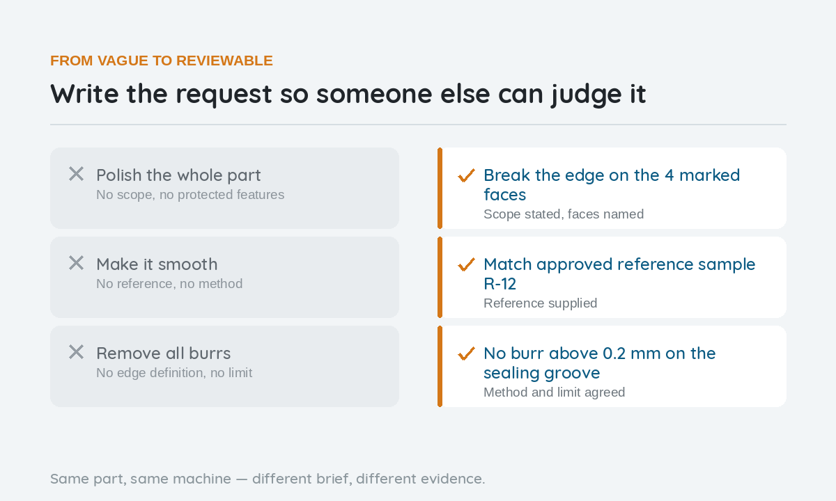 From a vague request to a reviewable one
